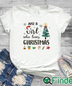 white T shirt Just a Girl Who Loves Christmas Sweatshirt, Christian Christmas Sweatshirt