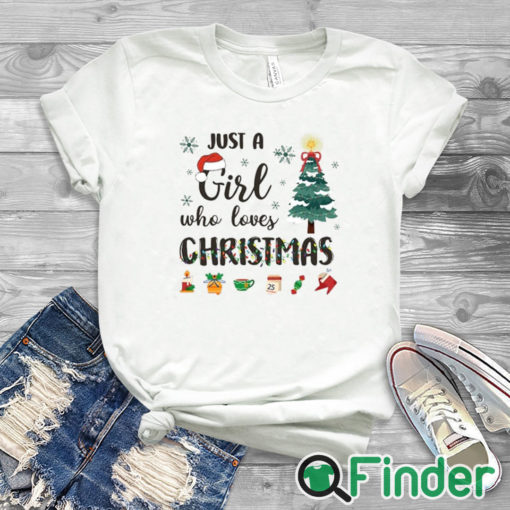 white T shirt Just a Girl Who Loves Christmas Sweatshirt, Christian Christmas Sweatshirt