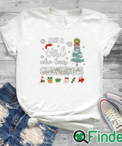 white T shirt Just a Girl Who Loves Christmas Sweatshirt, Christian Christmas Sweatshirts
