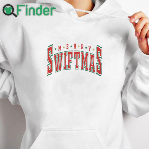 white hoodie Merry Swiftmas Shirt, Swiftie Christmas Tee Tops Crewneck Sweatshirt