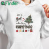 white hoodie Women's Just A Girl Who Loves Christmas Lantern Print Sweatshirt