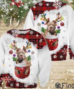 American Bully In Snow Pocket Merry Christmas 3D Shirt