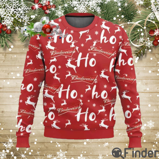 Budweiser Christmas Hohoho Reindeer Pattern Ugly Sweater