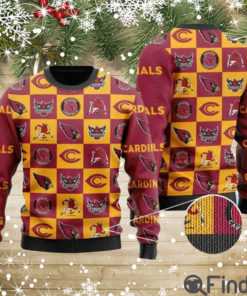 Cardinals Logo Checkered Flannel Design Knitted Ugly Christmas Sweater