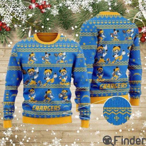 Chargers Mickey Mouse Knitted Ugly Christmas Sweater