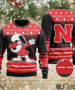 Cornhuskers Snoopy Dabbing Knitted Ugly Christmas Sweater