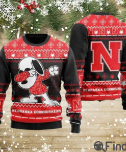 Cornhuskers Snoopy Dabbing Knitted Ugly Christmas Sweaters