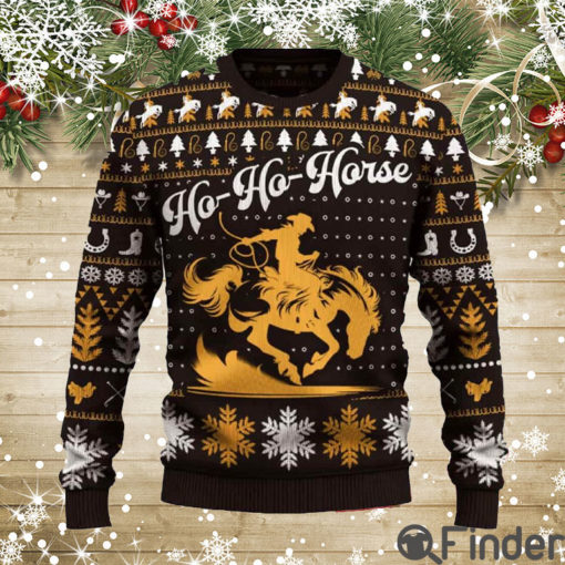 Ho Ho Horse Saddle Bronc Riding Christmas Ugly Sweater