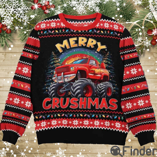 Merry Crushmas Monster Truck Christmas Ugly Sweater