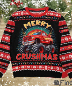 Merry Crushmas Monster Truck Christmas Ugly Sweaterss