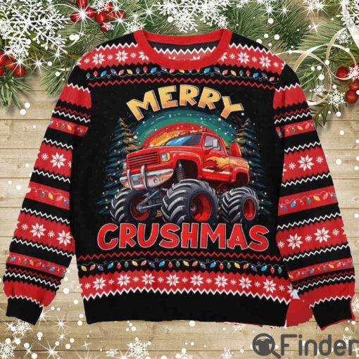 Merry Crushmas Monster Truck Christmas Ugly Sweaterss