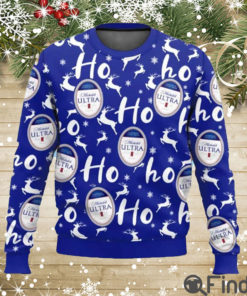 Michelob Ultra Christmas Hohoho Reindeer Pattern Ugly Sweater