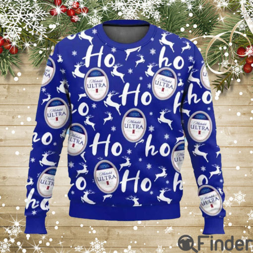 Michelob Ultra Christmas Hohoho Reindeer Pattern Ugly Sweater