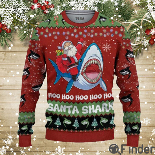 Santa Shark Hoo Hoo Hoo Christmas 3D All Over Print Shirt