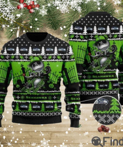 Seahawks Jack Skellington Halloween Knitted Ugly Christmas Sweaters