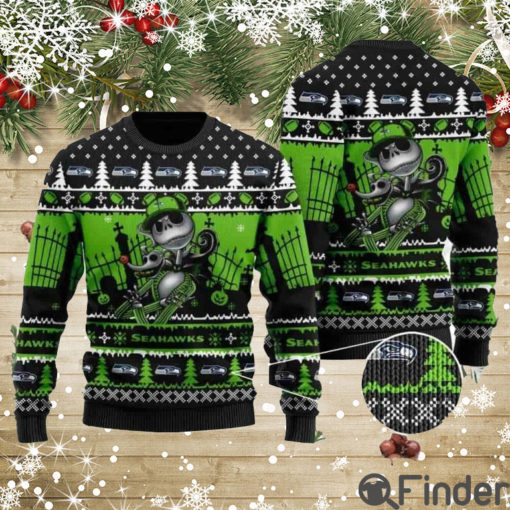 Seahawks Jack Skellington Halloween Knitted Ugly Christmas Sweaters