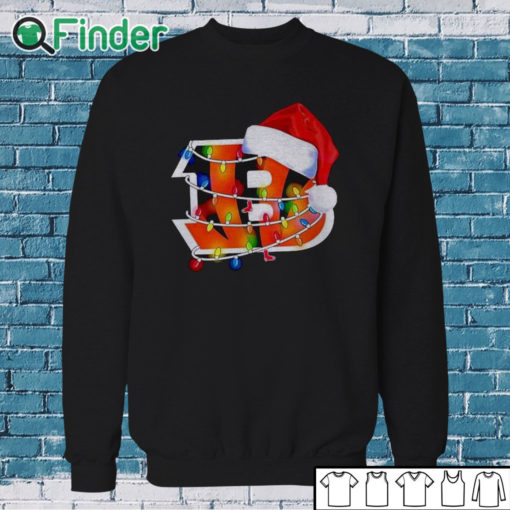 Sweatshirt Cincinnati Bengals Santa Hat Christmas Lights Sweatshirt