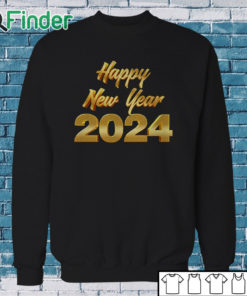 Sweatshirt Happy New Year 2024 Letter Print Casual Sweatshirt