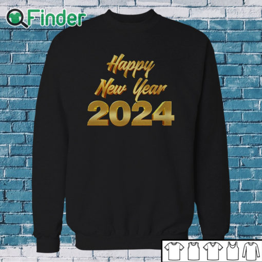 Sweatshirt Happy New Year 2024 Letter Print Casual Sweatshirt