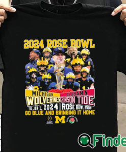 T shirt black 2024 Rose Bowl Game Michigan Wolverines Vs Alabama Crimson Tide Go Blue And Bring It Home Shirt