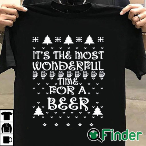 T shirt black All Things Apparel It's the Most Wonderful Time for Beer Ugly Sweater Christmas Shirt