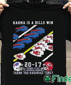T shirt black Buffalo Bills And Kansas City Chiefs Karma Is A Bills Win Thank You Kadarius Toney Shirt