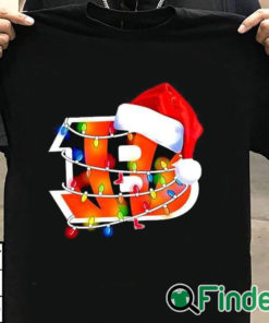 T shirt black Cincinnati Bengals Santa Hat Christmas Lights Sweatshirt