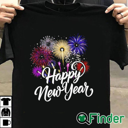 T shirt black Fireworks colorful New Years Eve Happy New Year 2024 shirt