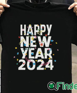 T shirt black HAPPY NEW YEAR 2024 Letter Pattern Print Shirt