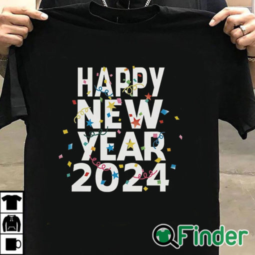 T shirt black HAPPY NEW YEAR 2024 Letter Pattern Print Shirt