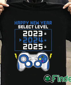 T shirt black Happy New Year 2024 And Gamepad Print Unisex Shirt