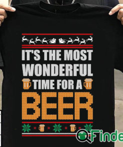 T shirt black It's The Most Wonderful Time For A Beer Funny Ugly Christmas Sweatshirt