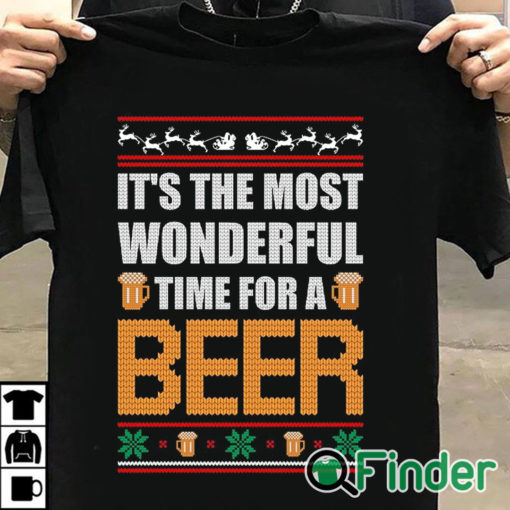 T shirt black It's The Most Wonderful Time For A Beer Funny Ugly Christmas Sweatshirt