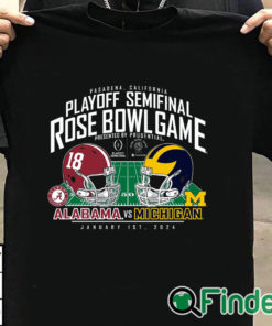 T shirt black Michigan Wolverines vs Alabama Crimson Tide Playoff Semifinal 2024 Rose Bowl T Shirt
