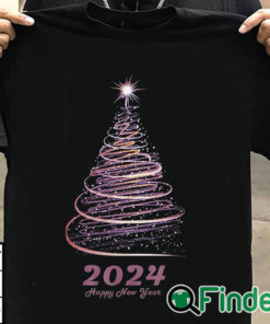T shirt black New Year Shirt for Women 2024 Happy New Year Letter Printed T shirt