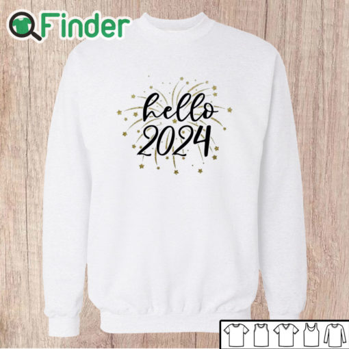 Unisex Sweatshirt Hello 2024 Print Women T shirt Happy New Year Party Female Outfit Tops Winter Holiday