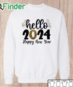 Unisex Sweatshirt Hello 2024 Print Women T shirt Happy New Year Party Female Outfit Tops Winter Holiday Short