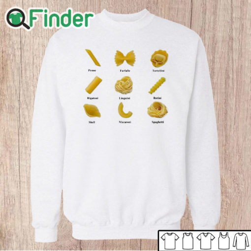 Unisex Sweatshirt Shapes Of Pasta Crewneck Sweatshirt