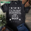 black T shirt All Things Apparel It's the Most Wonderful Time for Beer Ugly Sweater Christmas Shirt