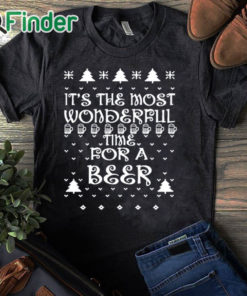 black T shirt All Things Apparel It's the Most Wonderful Time for Beer Ugly Sweater Christmas Shirt