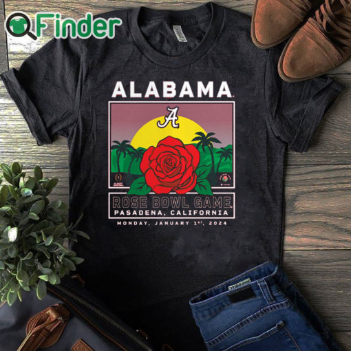 black T shirt Crimson Alabama Crimson Tide College Football Playoff 2024 Rose Bowl Shirt