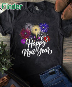 black T shirt Fireworks colorful New Years Eve Happy New Year 2024 shirt