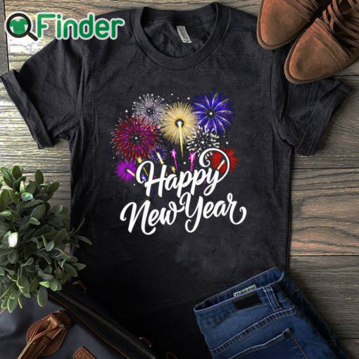 black T shirt Fireworks colorful New Years Eve Happy New Year 2024 shirt