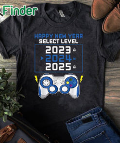 black T shirt Happy New Year 2024 And Gamepad Print Unisex Shirt