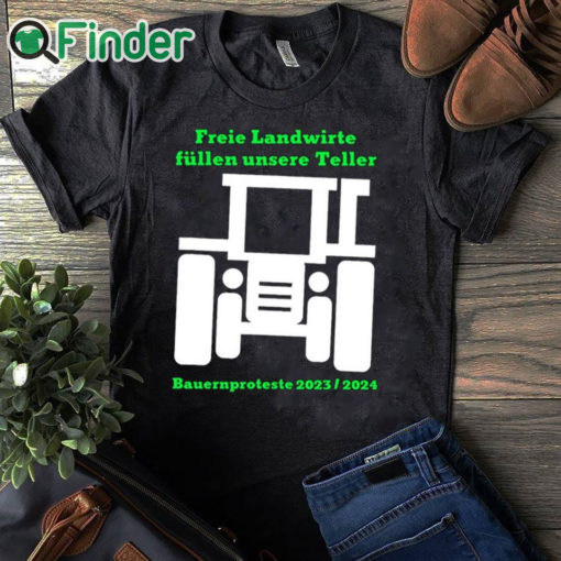 black T shirt Harald Schmidt Freie Landwirte Fullen Unsere Teller Shirt