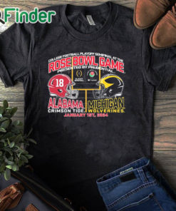black T shirt Michigan Wolverines Vs Alabama Crimson Tide Rose Bowl College Football Playoff Semifinal 2024 Shirt