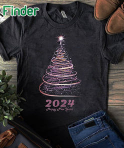 black T shirt New Year Shirt for Women 2024 Happy New Year Letter Printed T shirt