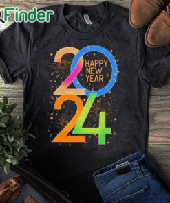 black T shirt Official Happy New Year 2024 Letter Print Casual Shirt