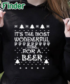 black hoodie All Things Apparel It's the Most Wonderful Time for Beer Ugly Sweater Christmas Shirt