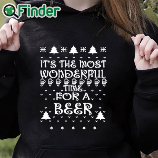 black hoodie All Things Apparel It's the Most Wonderful Time for Beer Ugly Sweater Christmas Shirt